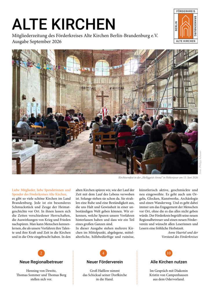Titel der Ausgabe September 2026 mit Gottesdienst in Hohenjesar